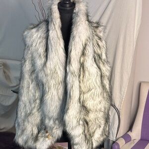 Lisa International Faux Fur Teddy Jacket - White and Gray